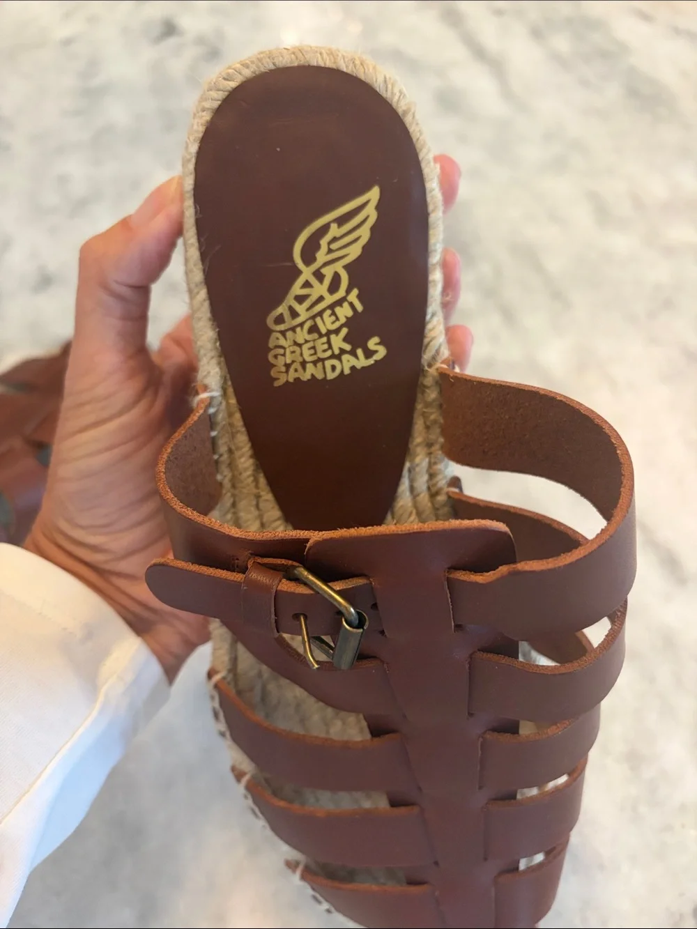 Castaner X Ancient Greek Sandals Brown Woven Leather Espadrille Slides